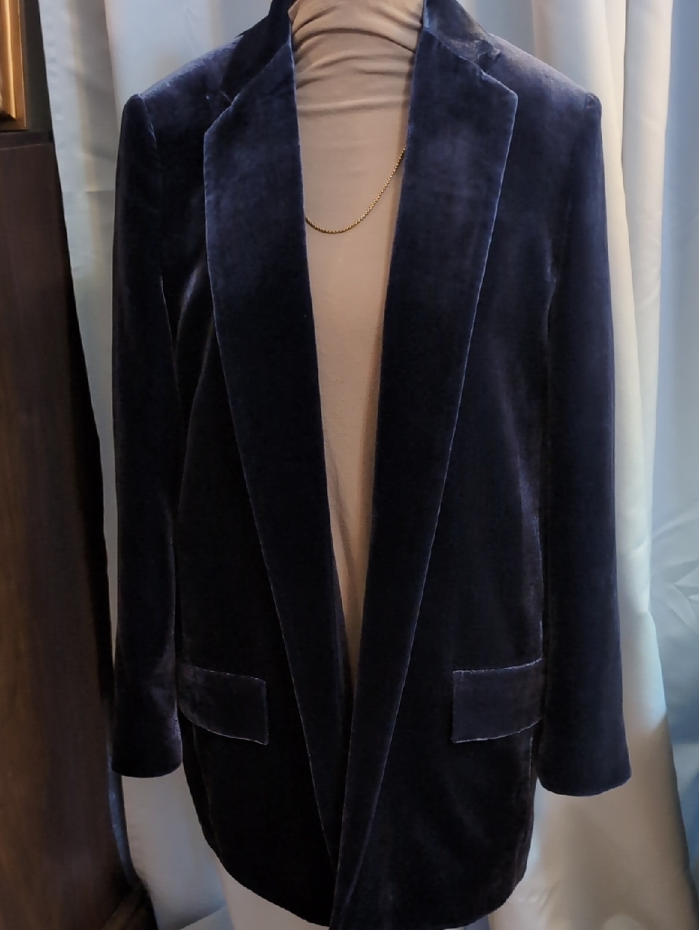 COS Velvet Blazer Jacket - Dark Blue